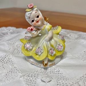 Vintage Lefton China Figurine, Lefton SATURDAYS CHILD DOLL, Birthday Doll Gift
